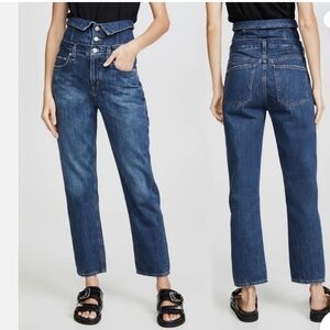 Agolde High Rise Straight Leg Dark Blue Jeans
